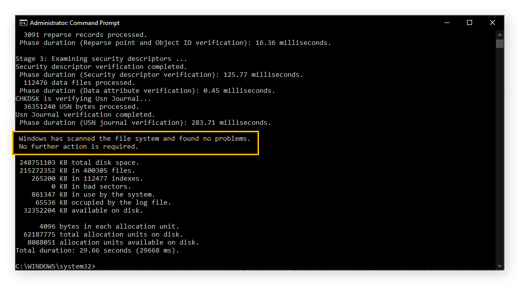 windows 10 repair command prompt chkdsk
